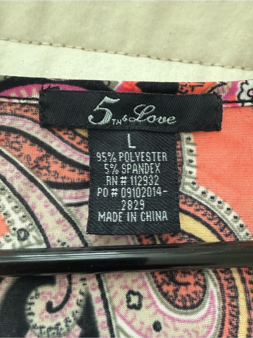 5th & Love Boho Paisley Faux Wrap Midi Dress Coral Pink Black Women’s Large - Picture 8 of 8